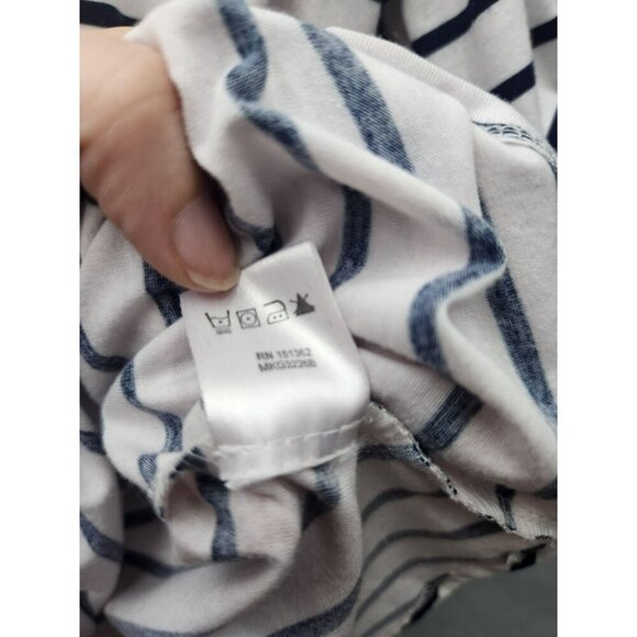 Fyve Womens Striped Top With Floral Embroidery Short Puff Sleeves Relaxed Fit S - Picture 5 of 7